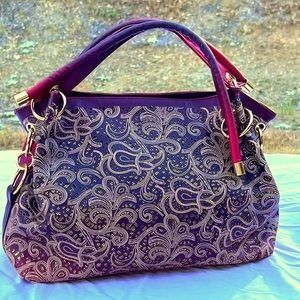 NWOT Red & Brown Ombre Laser Cut with Gold Slouch Handbag